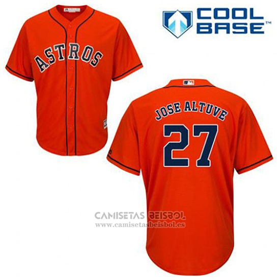 Camiseta Beisbol Hombre Houston Astros Jose Altuve 27 Naranja Alterno Cool Base